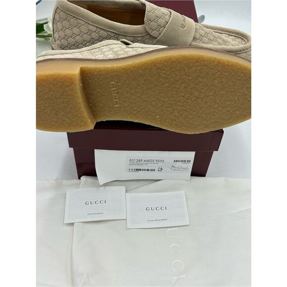 Men\'s Gucci suede GG monogram web loafers size 11 fits 11.5 US made in Italy main image 10